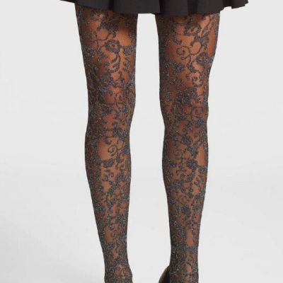 Nordstrom Women Jeweled Vine Tights Black Size S/M 0973